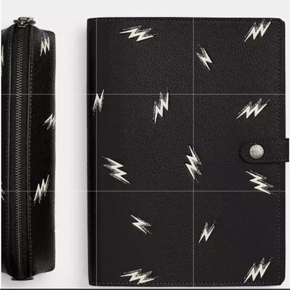 ⚡️ COACH BOXED NOTEBOOK AND PENCIL CASE SET WITH LIGHTING BOLT PRINT ⚡️ NWT ⚡️